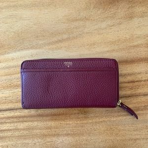 Red leather wallet - Fossil